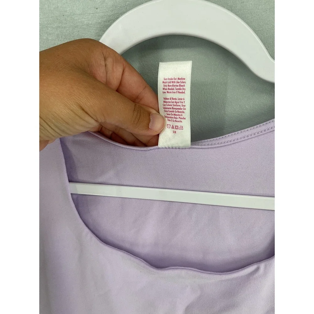 Justice Girls Cap Sleeve Seamless Top Square Neck Lavender Purple XL Plus 16P